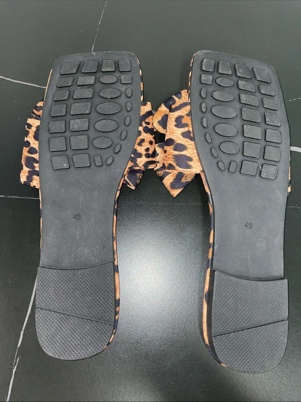 LEOPARD PRINT BOW STRAPPED SLIDES FTL-09-015